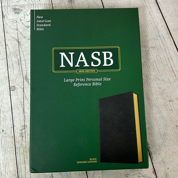 NASB Large Print Personal Size Reference Bible Black Genuine Leather Red Letter